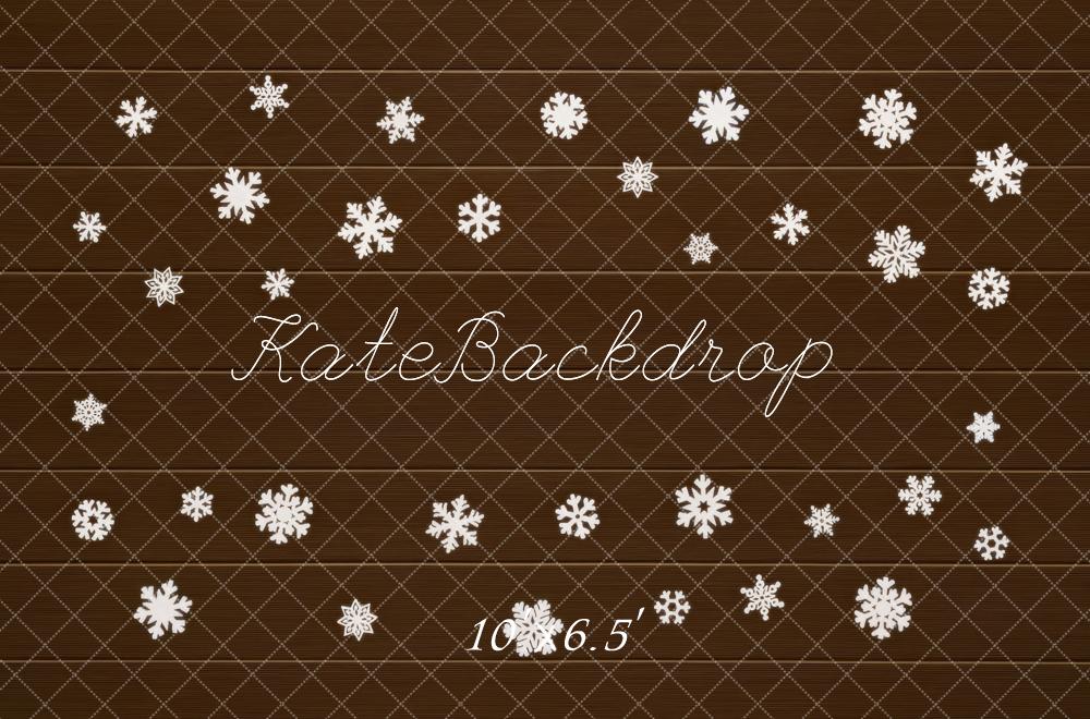 Kate Snowflakes Brown Floor Backdrop Designed by Mini MakeBelieve -UK