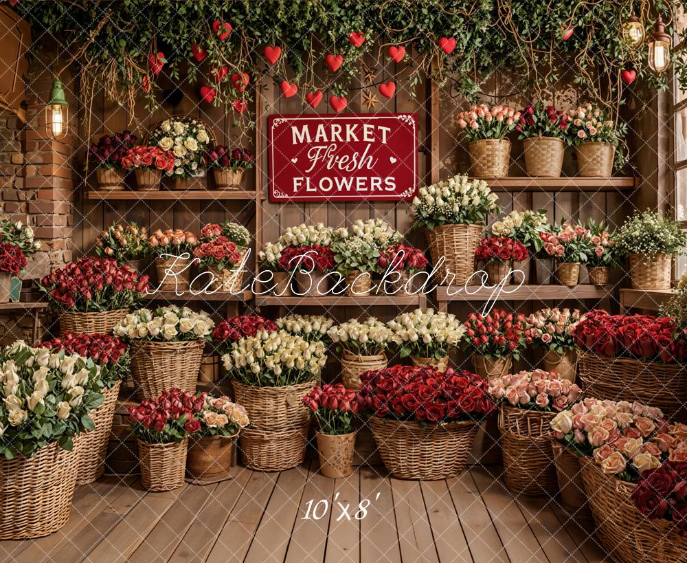 Kate Flower Market Baskets Fleece Backdrop Designed by Emetselch