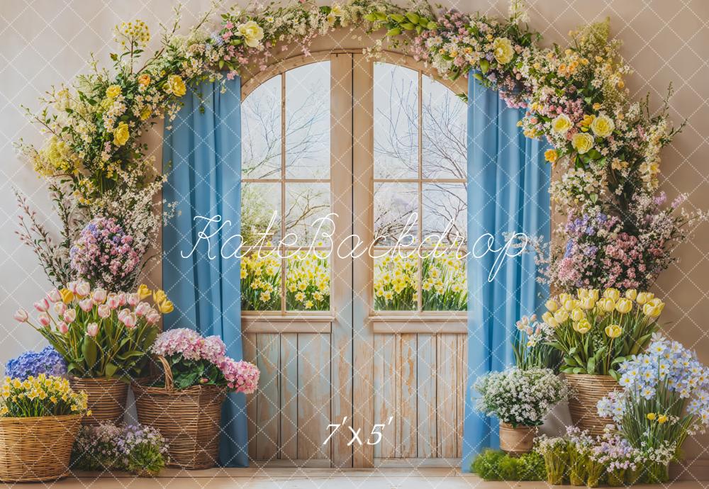 Kate Spring Floral Arch Window Pastel Backdrop Designed by Emetselch