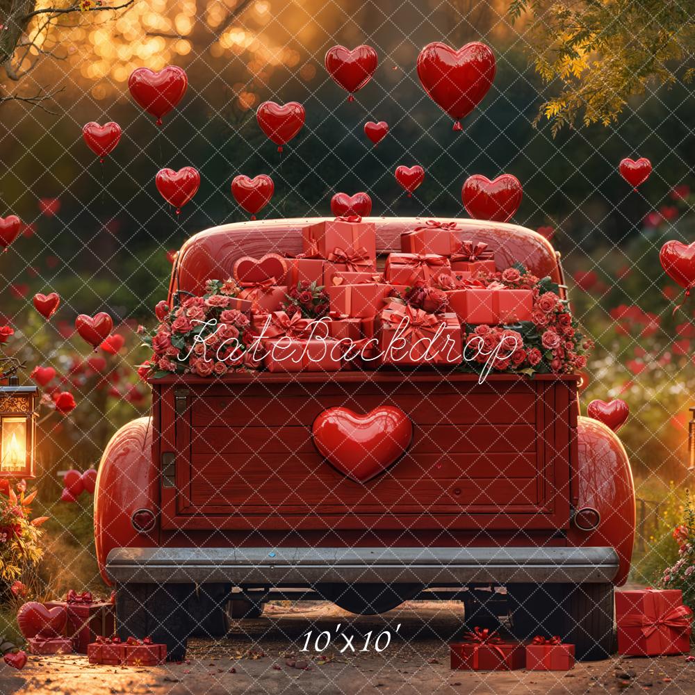 Kate Valentine Truck Gifts Red Roses Hearts Backdrop Designed by Emetselch