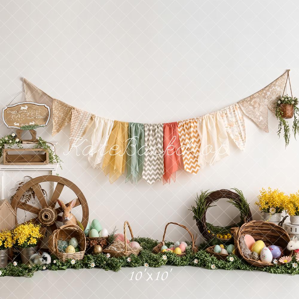 Kate Easter Bunny Eggs Wagon Basket Garland Backdrop Designed by Emetselch
