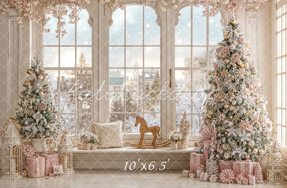 Kate Christmas Window Tree Decorations Fleece Backdrop Designed by Emetselch -UK