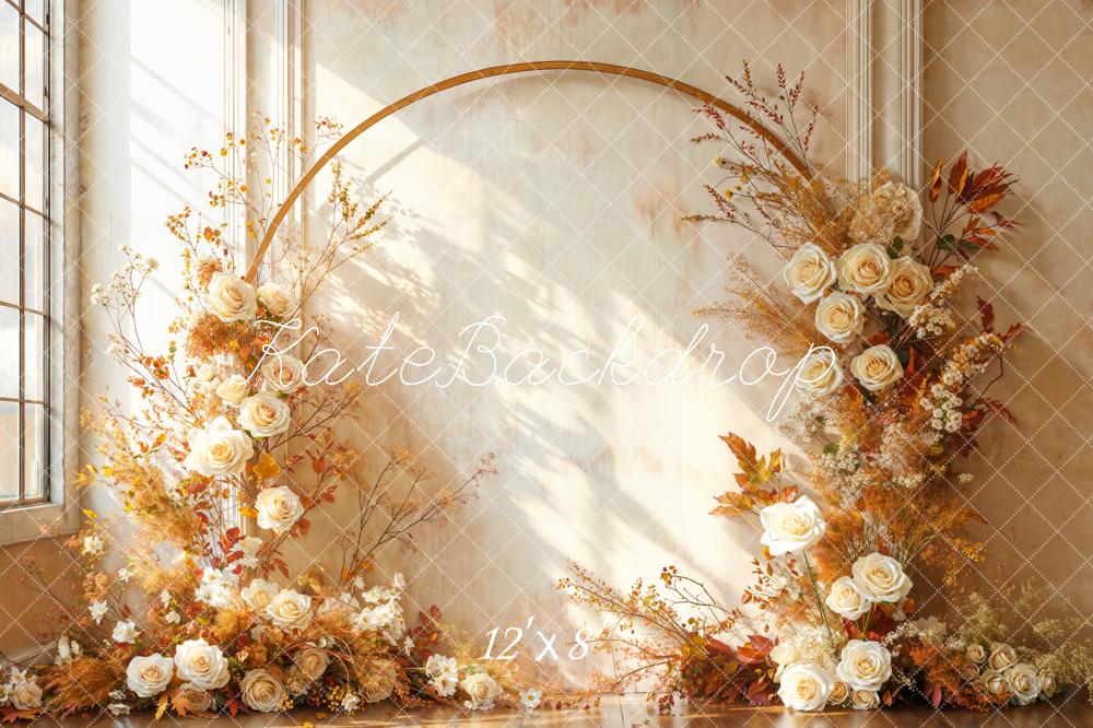 Kate Flower Arch Autumn Sunshine Fleece Backdrop Designed by Emetselch