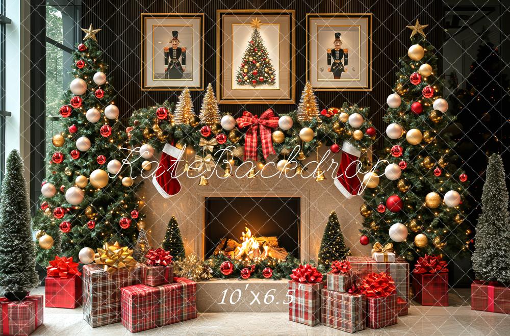 Kate Christmas Fireplace Tree Garland Gifts Backdrop Designed by Mini MakeBelieve -UK