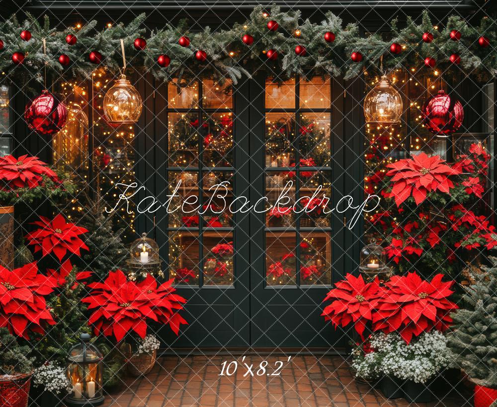 Kate Christmas Poinsettias Garland Backdrop Designed by Mini MakeBelieve -UK