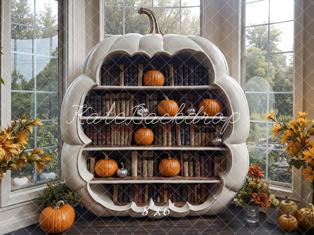 Kate Autumn Pumpkin Bookshelf Pumpkins Backdrop Designed by Mini MakeBelieve