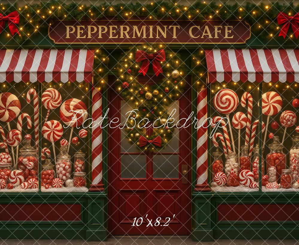 Kate Christmas Peppermint Cafe Candy Shop Backdrop Designed by Ashley Paul