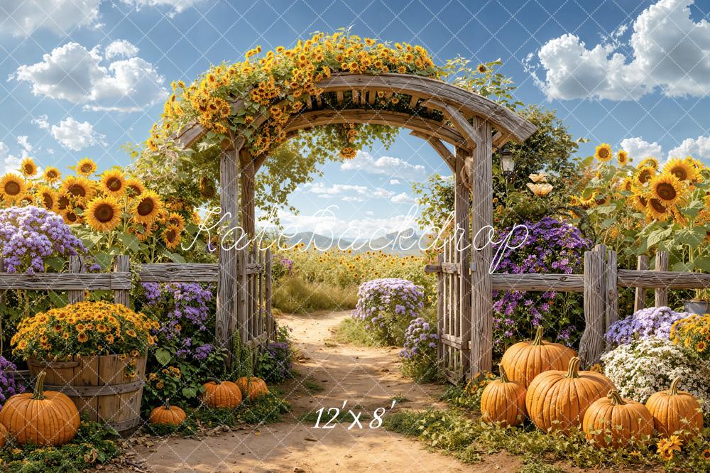 Kate Autumn Sunflower Arch Pumpkins Path Backdrop Designed by Emetselch