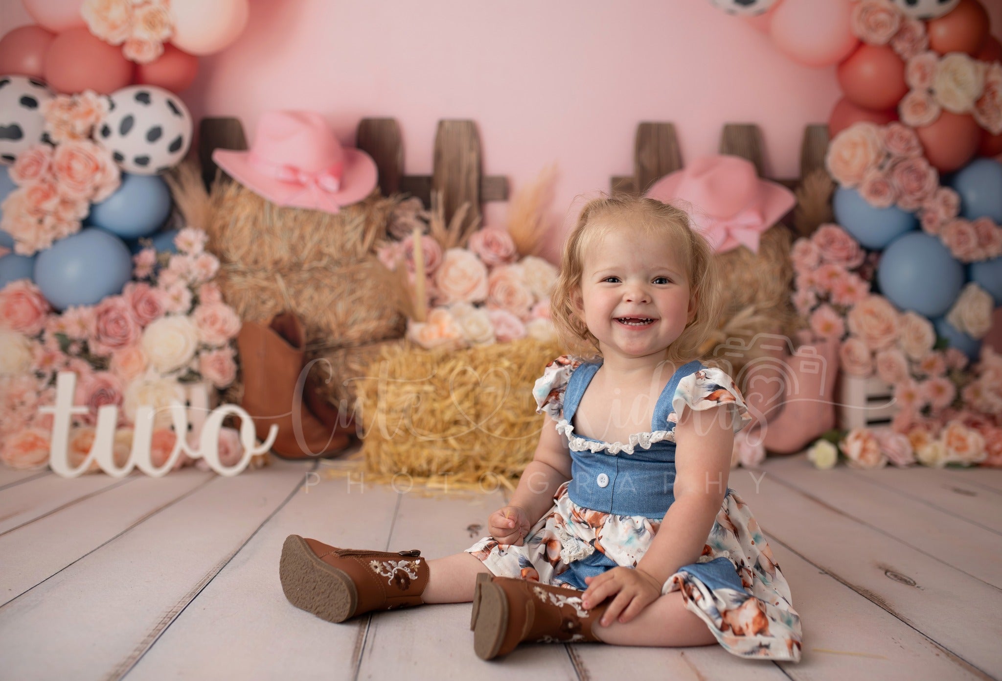 Kate Birthday Western Cowgirl Pink Backdrop Designed by Patty Robert -UK