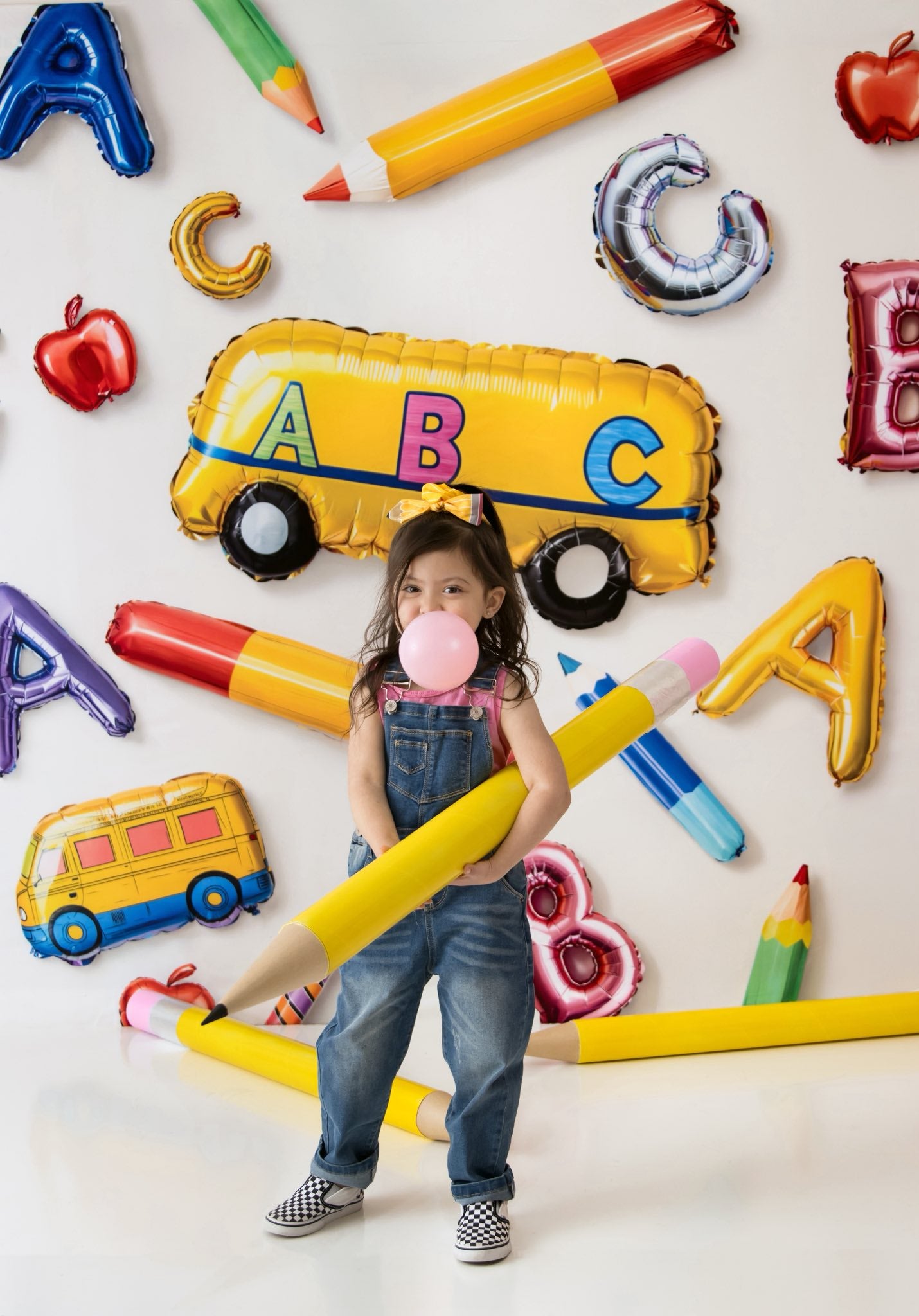 Kate Back to School Balloons Alphabet Bus Backdrop Designed by Emetselch -UK