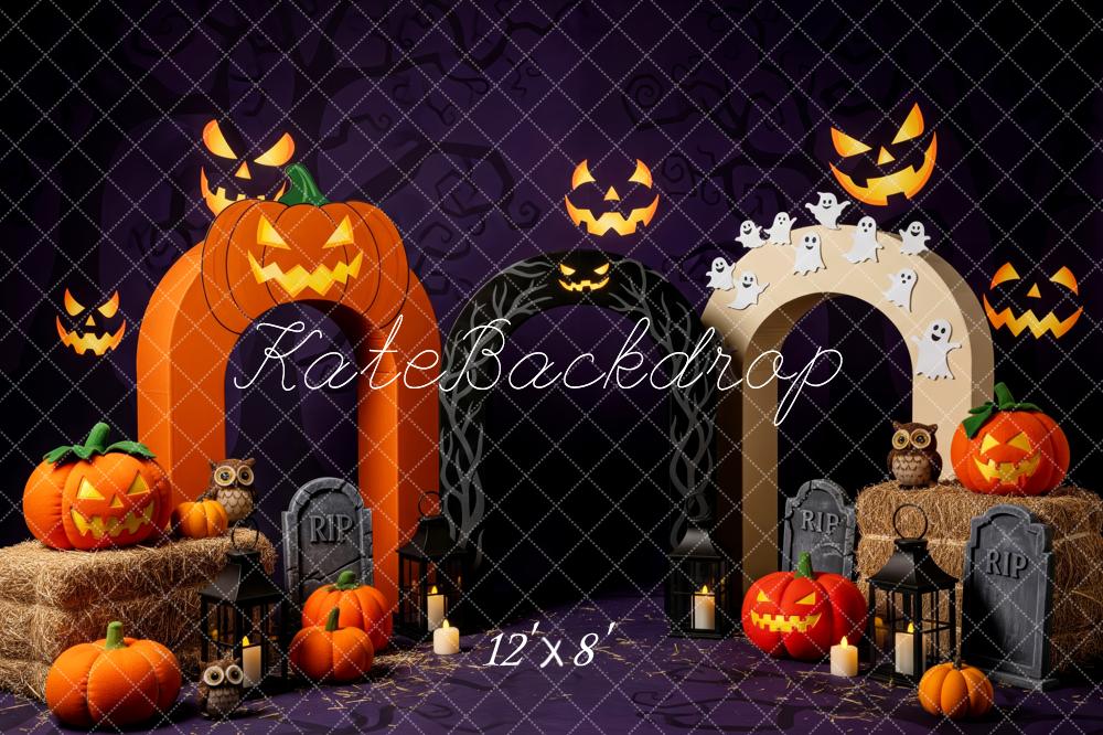 Kate Halloween Pumpkin Arch Ghost Owl Backdrop Designed by Patty Robert