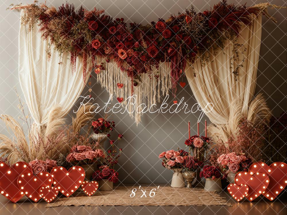 Kate Valentine Roses Garland Candles Backdrop Designed by Emetselch -UK
