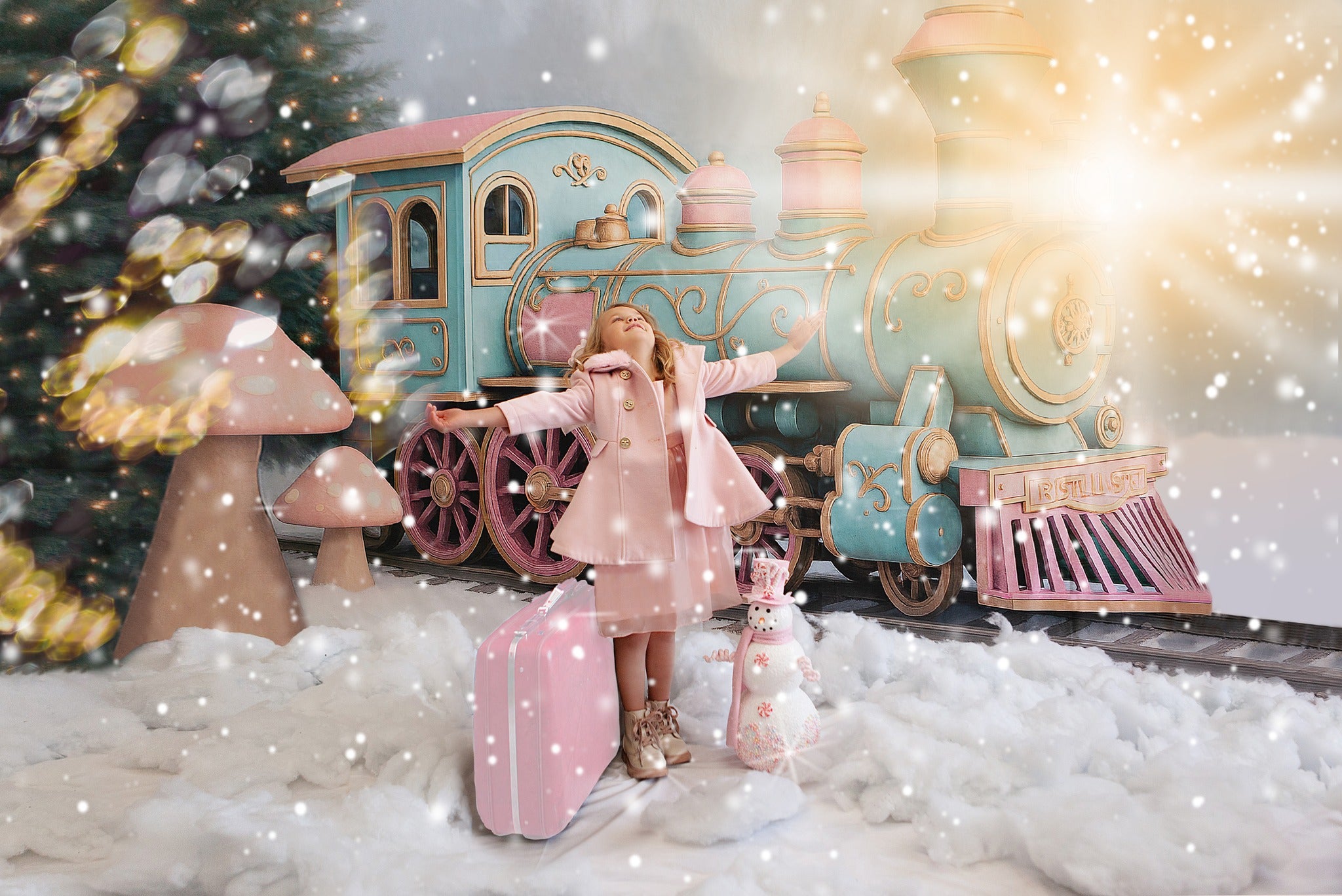 Kate Winter Polar Train Snow Christmas Backdrop Designed by Ashley Paul -UK