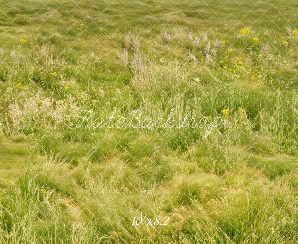 Kate Meadow Grass Green Floor Fleece Backdrop Designed by Emetselch -UK