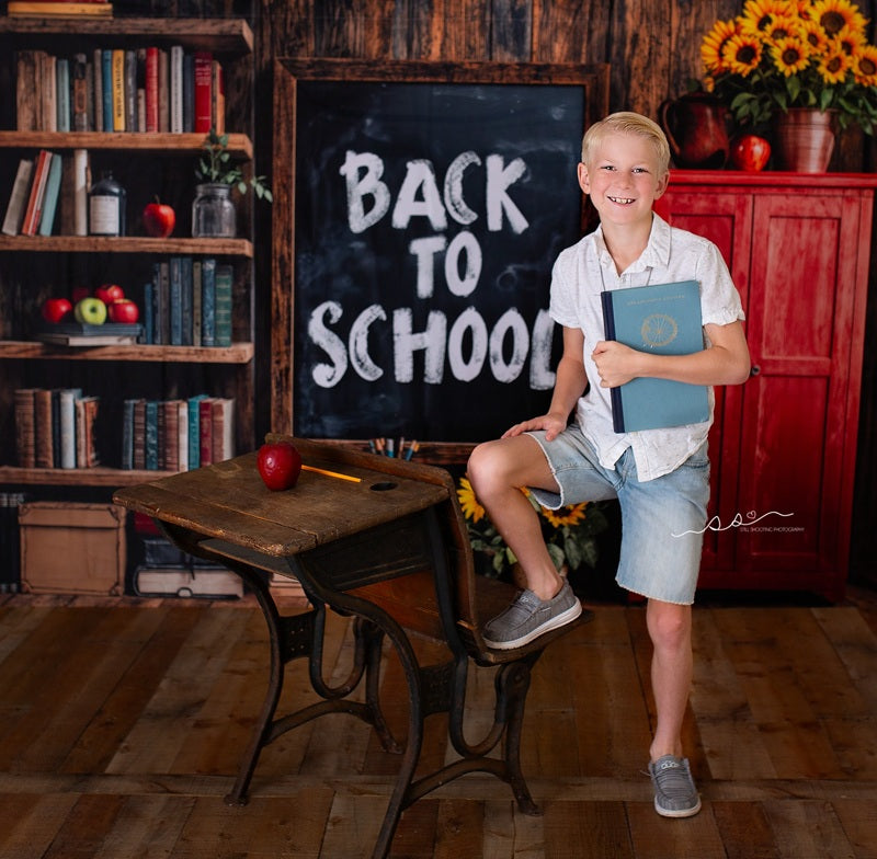 Kate Back To School Chalkboard Bookshelf Backdrop Designed by Emetselch -UK
