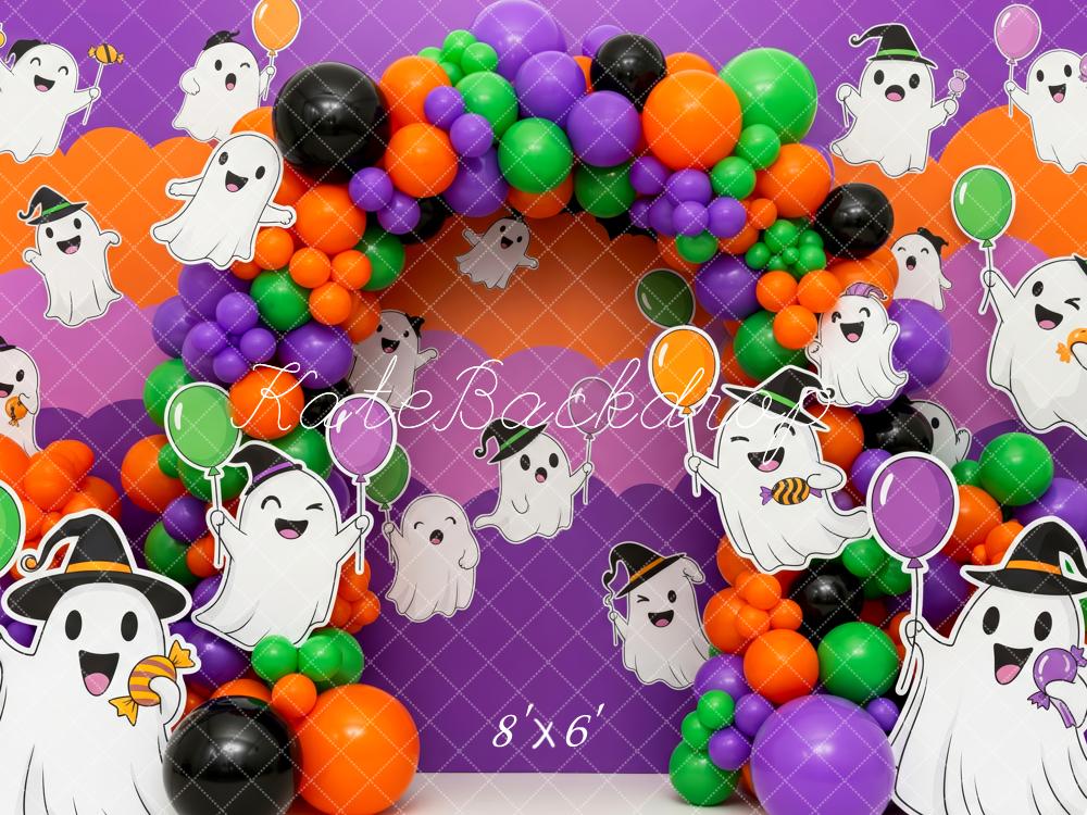 Kate Halloween Ghosts Balloons Cartoon Backdrop Designed by Patty Robert