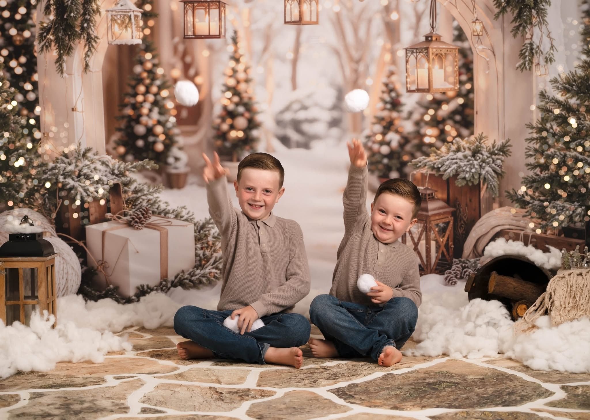 Kate Christmas Arch Garland Snow Trees Backdrop Designed by Emetselch -UK