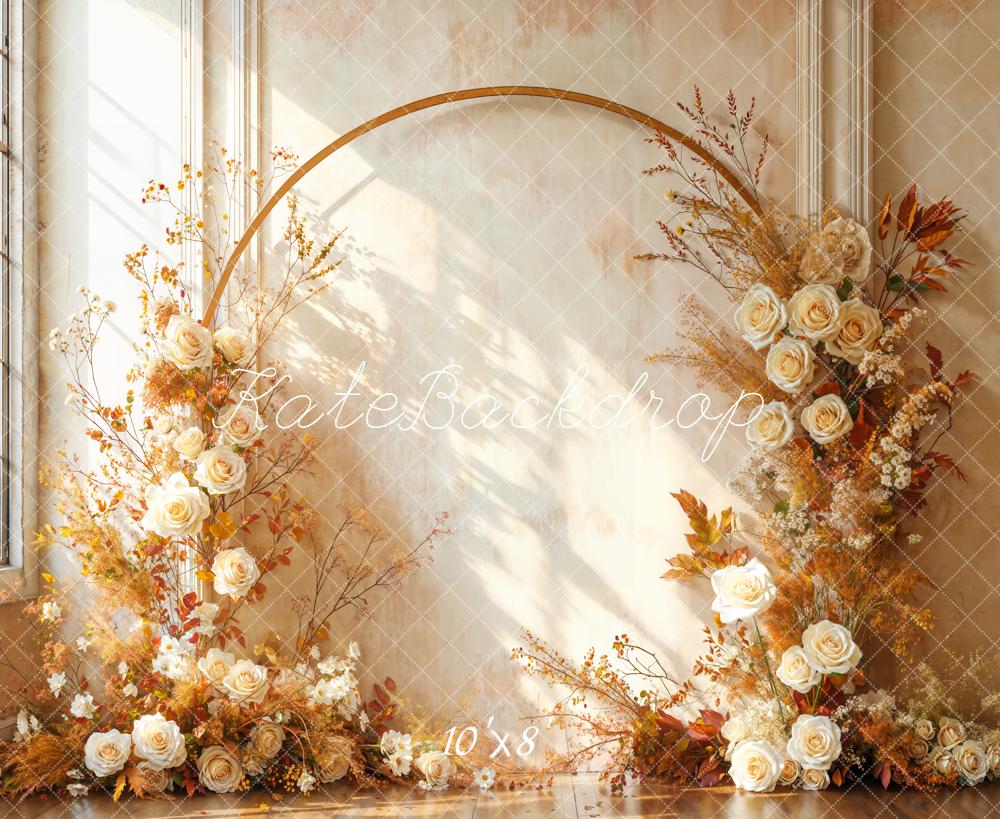 Kate Flower Arch Autumn Sunshine Fleece Backdrop Designed by Emetselch