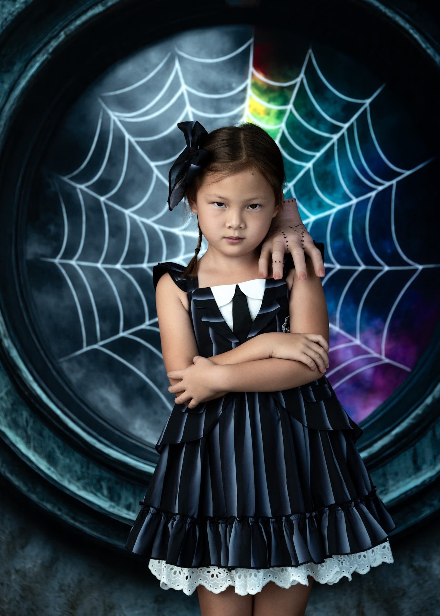 Kate Halloween Exterior Spider Web Window Backdrop Designed by Mini MakeBelieve