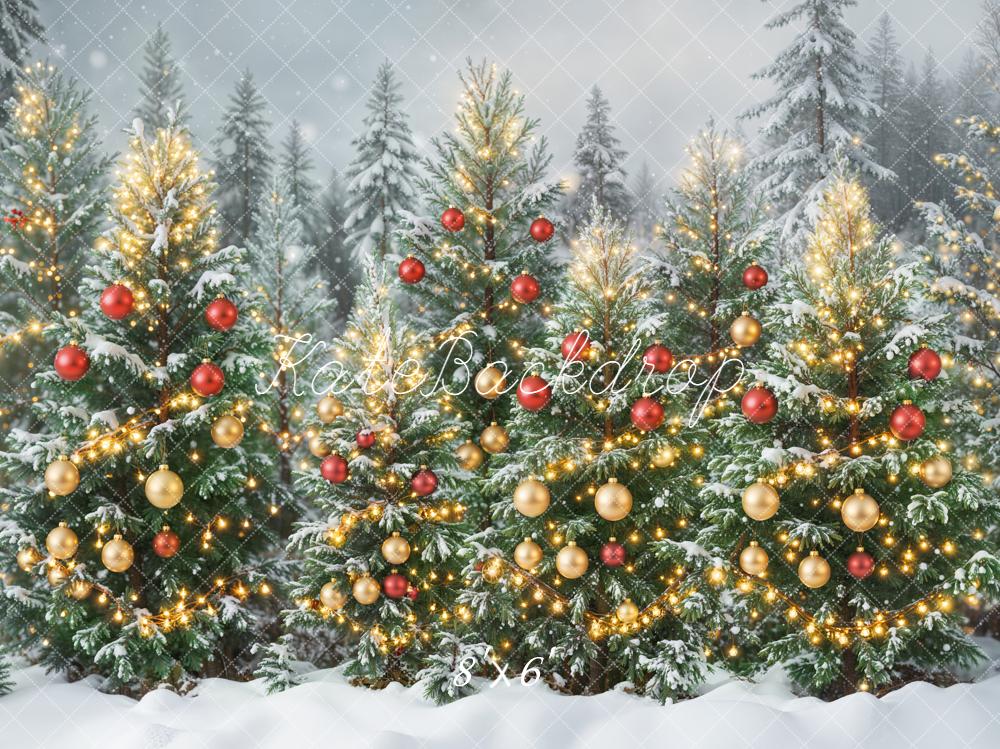 Kate Christmas Snowy Trees Forest Backdrop Designed by Emetselch -UK