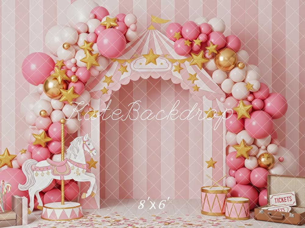 Lightning Deals Kate Circus Balloon Arch Carousel Pink Backdrop Designed by Patty Robert