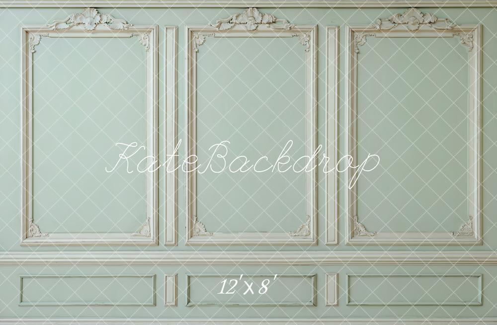 Kate Vintage Wall Ornate Moulding Green Fleece Backdrop Designed by Kate image