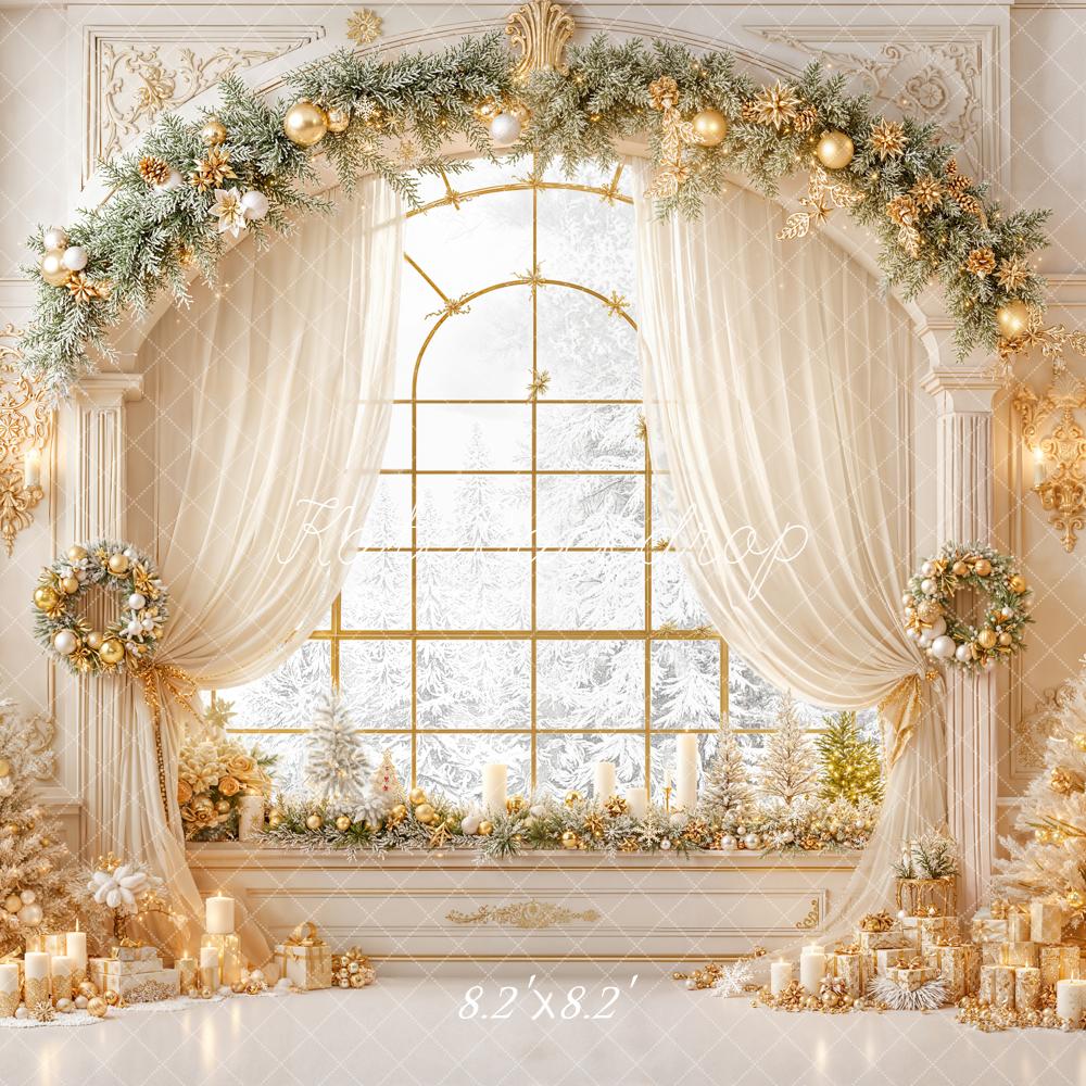 On Sale Kate Christmas Gold Garland Arch Elegant Trees Backdrop Designed by Emetselch