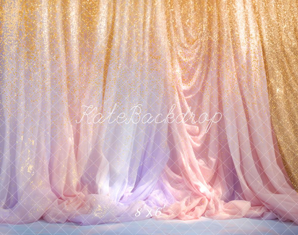 Kate Glitter Gradient Draped Curtains Fleece Backdrop Designed by Emetselch -UK