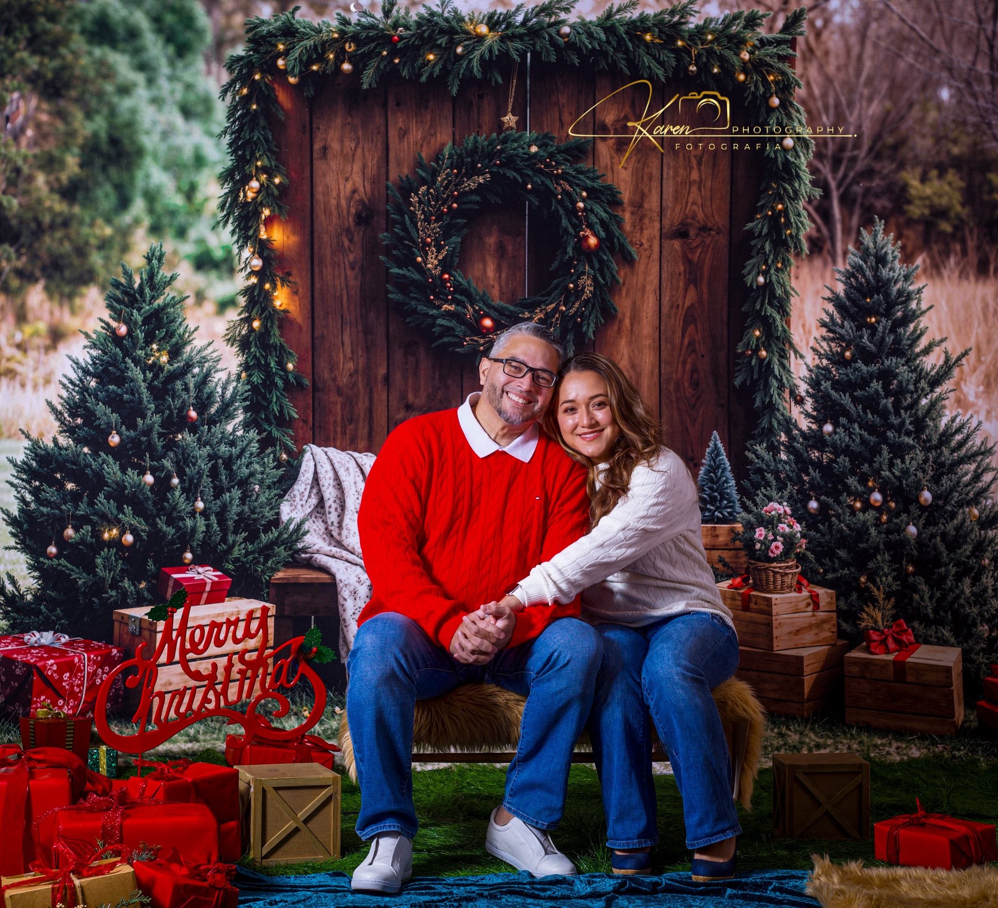 Kate Christmas Forest Rustic Wooden Barn Backdrop Designed by Emetselch
