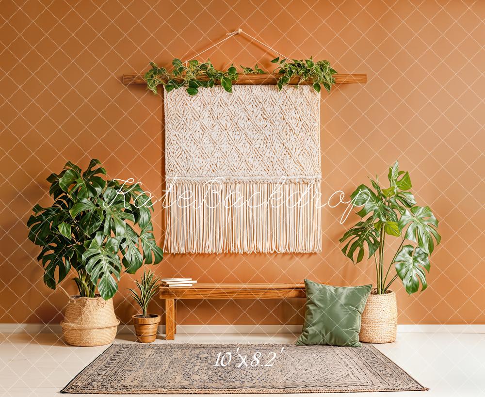 Kate Boho Macrame Bench Green Plants Backdrop Designed by Emstselch