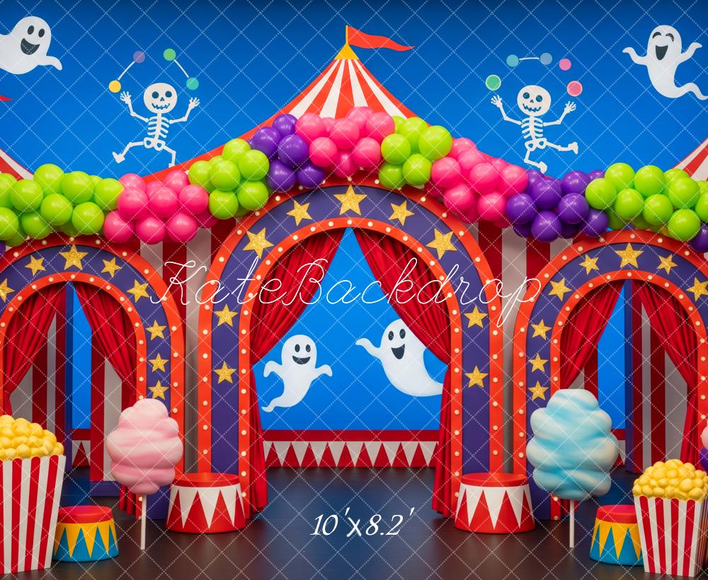 Kate Halloween Circus Ghosts Skeletons Balloons Backdrop Designed by Patty Robert