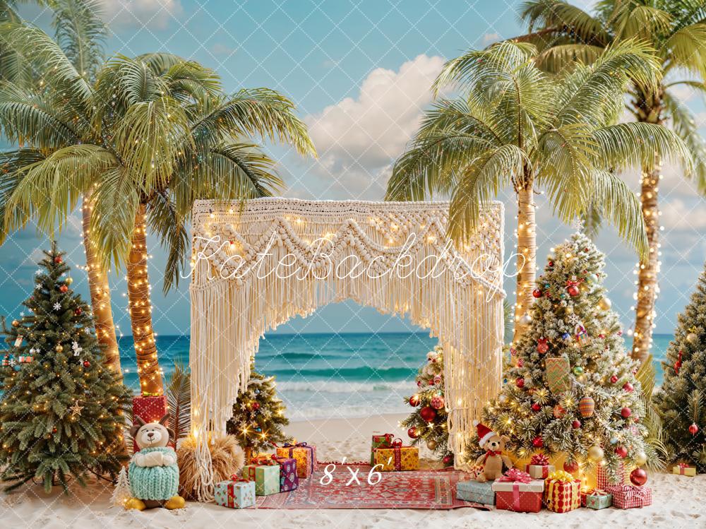 Kate Christmas Palm Trees Gift Boxes Backdrop Designed by Emetselch -UK
