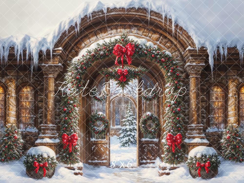 Kate Christmas Snow Vintage Arch Castle Gate Backdrop Designed by GQ -UK