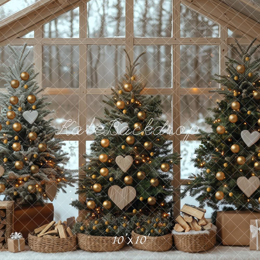 Kate Christmas Trees Presents Firewood House Backdrop Designed by Mini MakeBelieve -UK