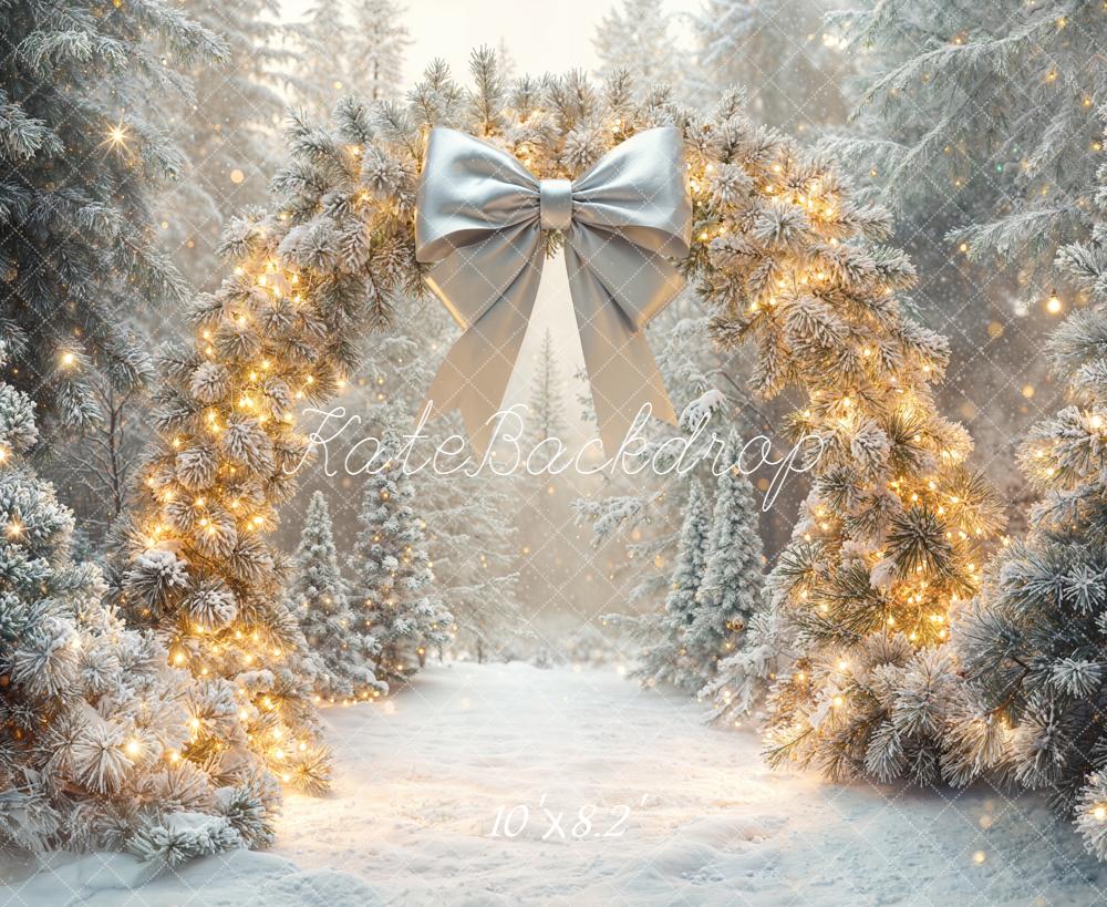 Kate Christmas Flower Arch Snowy Trees Backdrop Designed by Emetselch