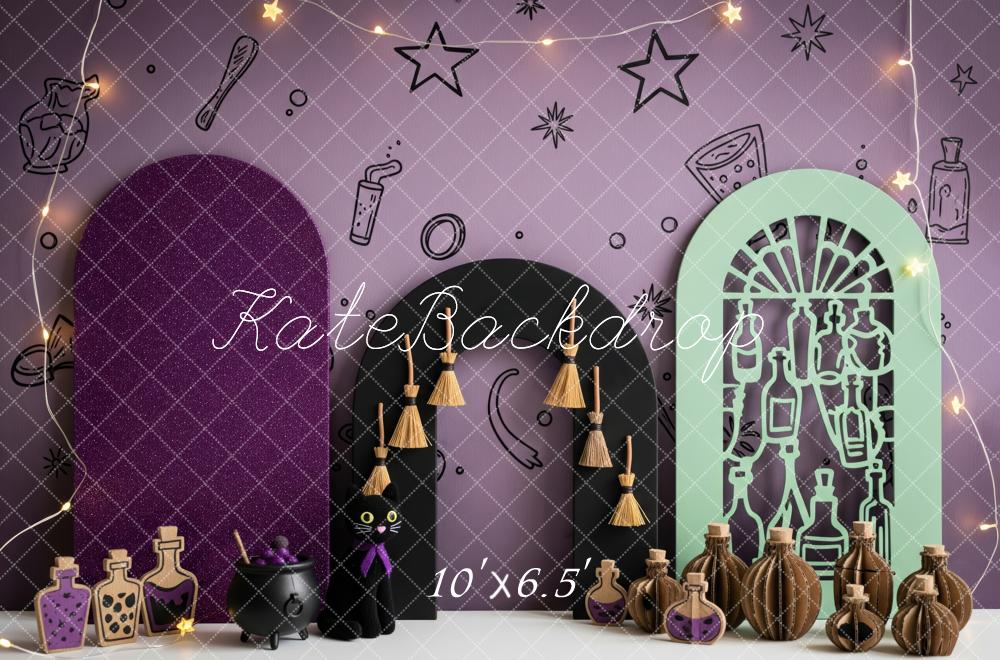 Kate Halloween Potions Stars Purple Backdrop Designed by Patty Robert
