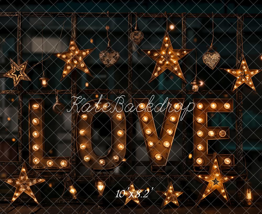 Kate Love Marquee Letters Hanging Stars Fleece Backdrop Designed by Emetselch -UK
