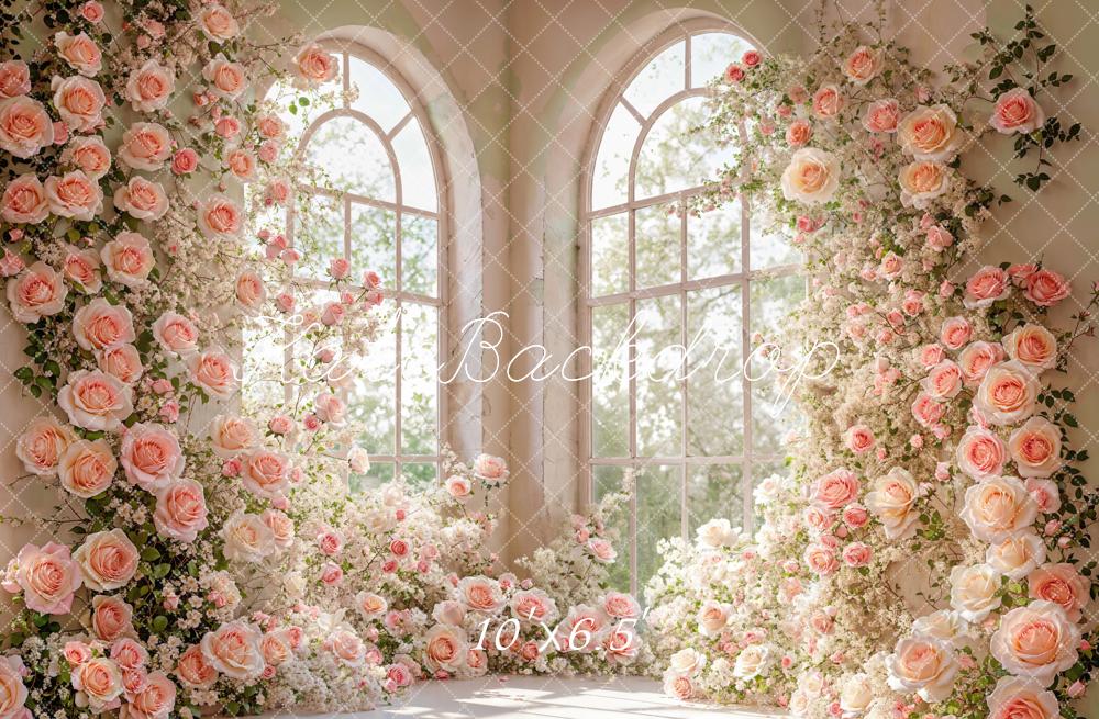 Kate Spring Room Corner Floral Arch Window Backdrop Designed by Emetselch