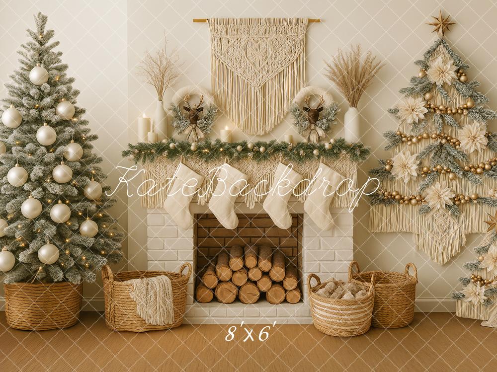 Kate Christmas Fireplace Macrame Tree Decor Backdrop Designed by Ashley Paul