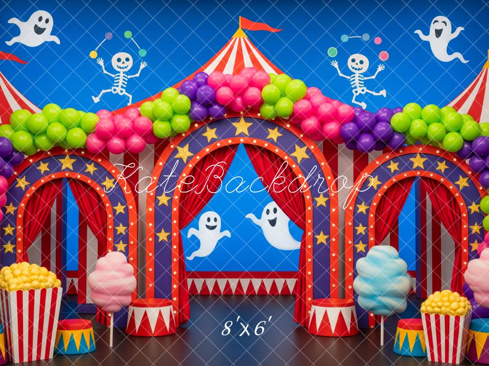 Kate Halloween Circus Ghosts Skeletons Balloons Backdrop Designed by Patty Robert