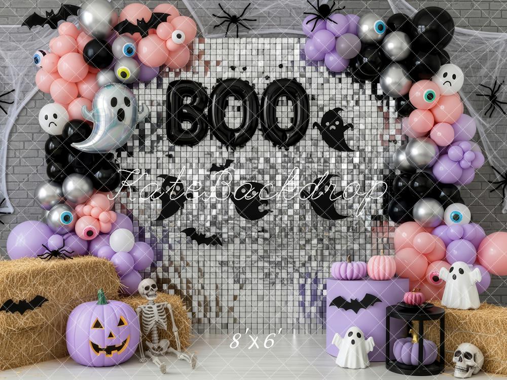Kate Halloween Balloons Ghosts Silver Wall Backdrop Designed by Patty Robert -UK