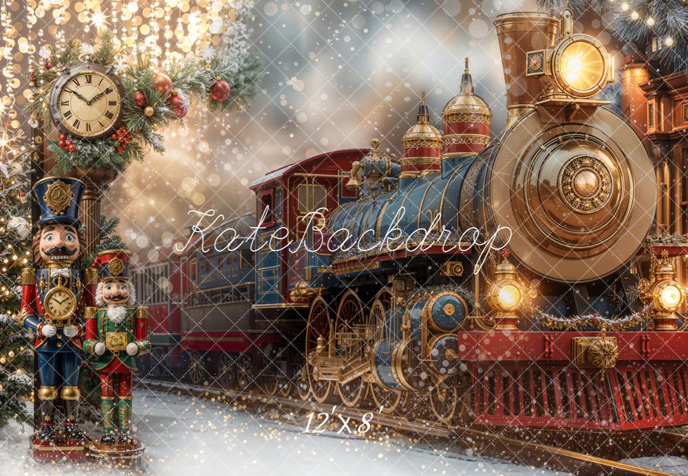 Kate Polar Train Nutcracker Clock Christmas Backdrop Designed by Emetselch -UK