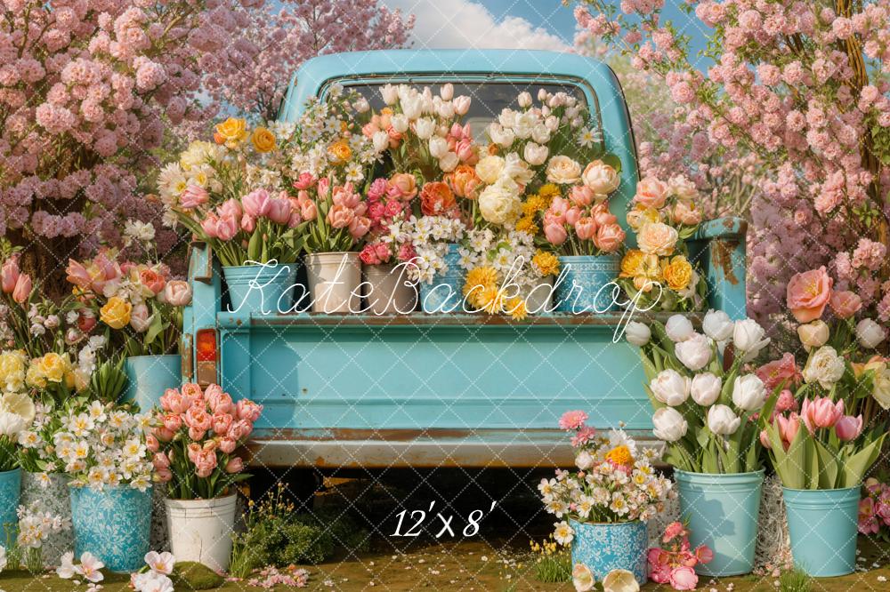 Kate Truck Spring Pink Blossoms Backdrop Designed by Emetselch -UK