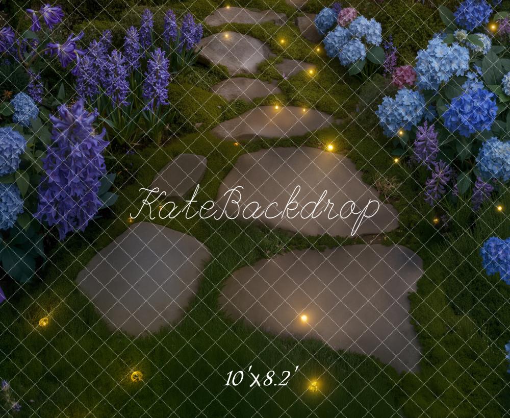 Kate Stone Pathway Floor Purple Blue Floral Backdrop Designed by Kate image