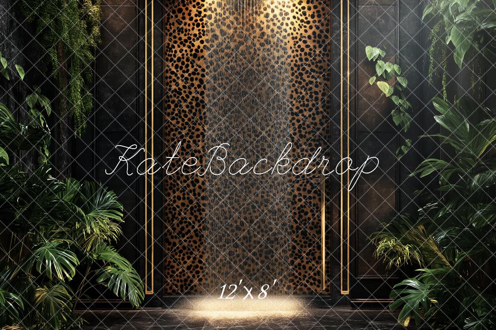 Kate Leopard Wall Tropical Greenery Backdrop Designed by Ashley Paul