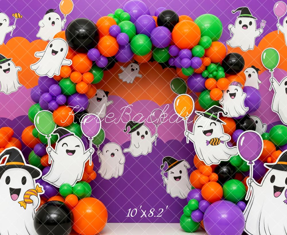 Kate Halloween Ghosts Balloons Cartoon Backdrop Designed by Patty Robert
