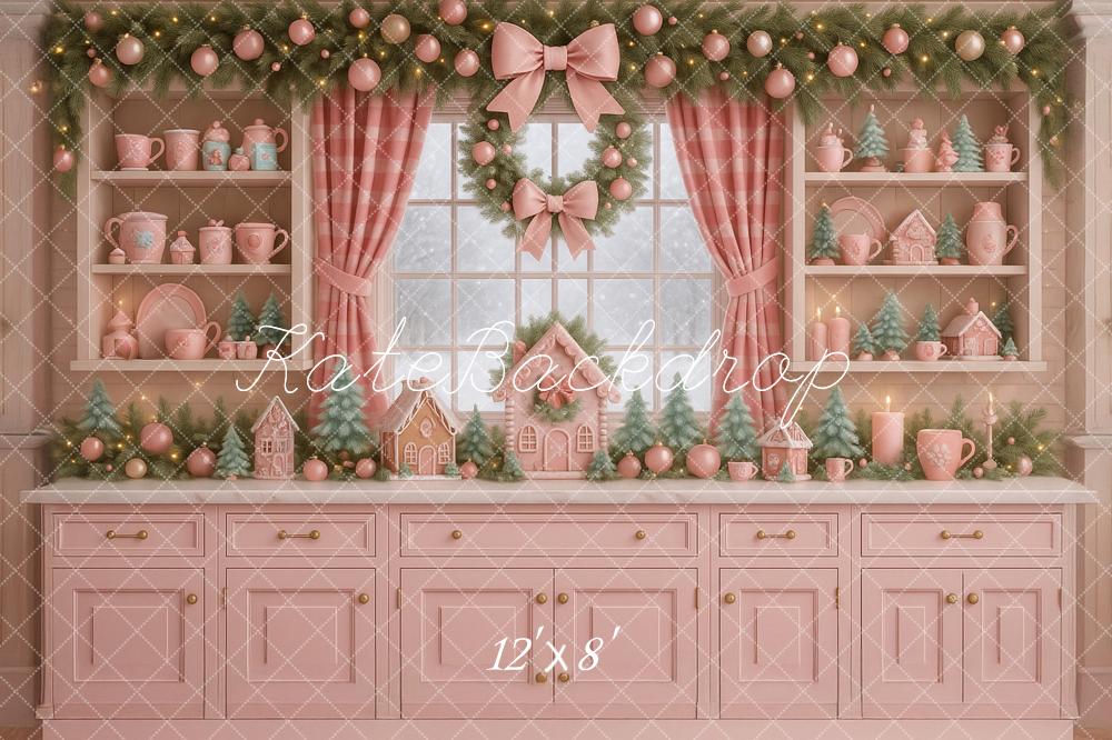 Kate Christmas Pink Kitchen Garland Backdrop Designed by Ashley Paul
