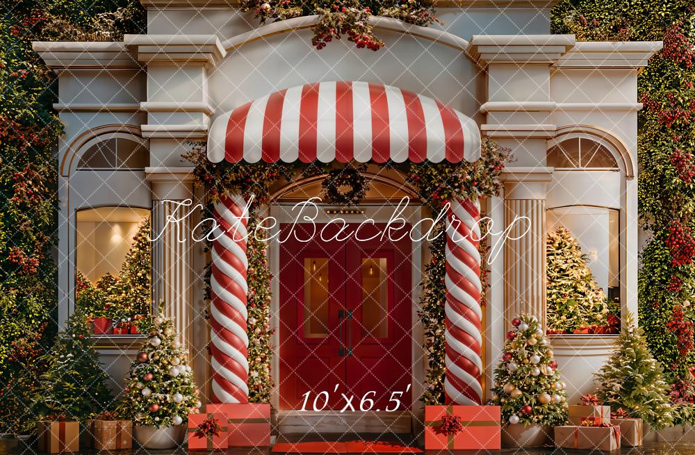 Kate Christmas Candy Cane Red Door Backdrop Designed by Emetselch