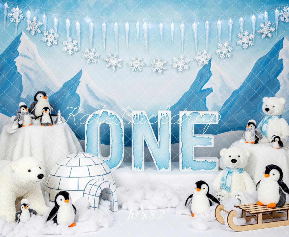 Kate Winter Penguins Polar Bears Igloo Backdrop Designed by Patty Robert