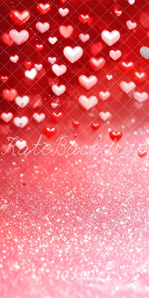 Kate Valentine Red Hearts Sparkle Gradient Backdrop Designed by Emetselch
